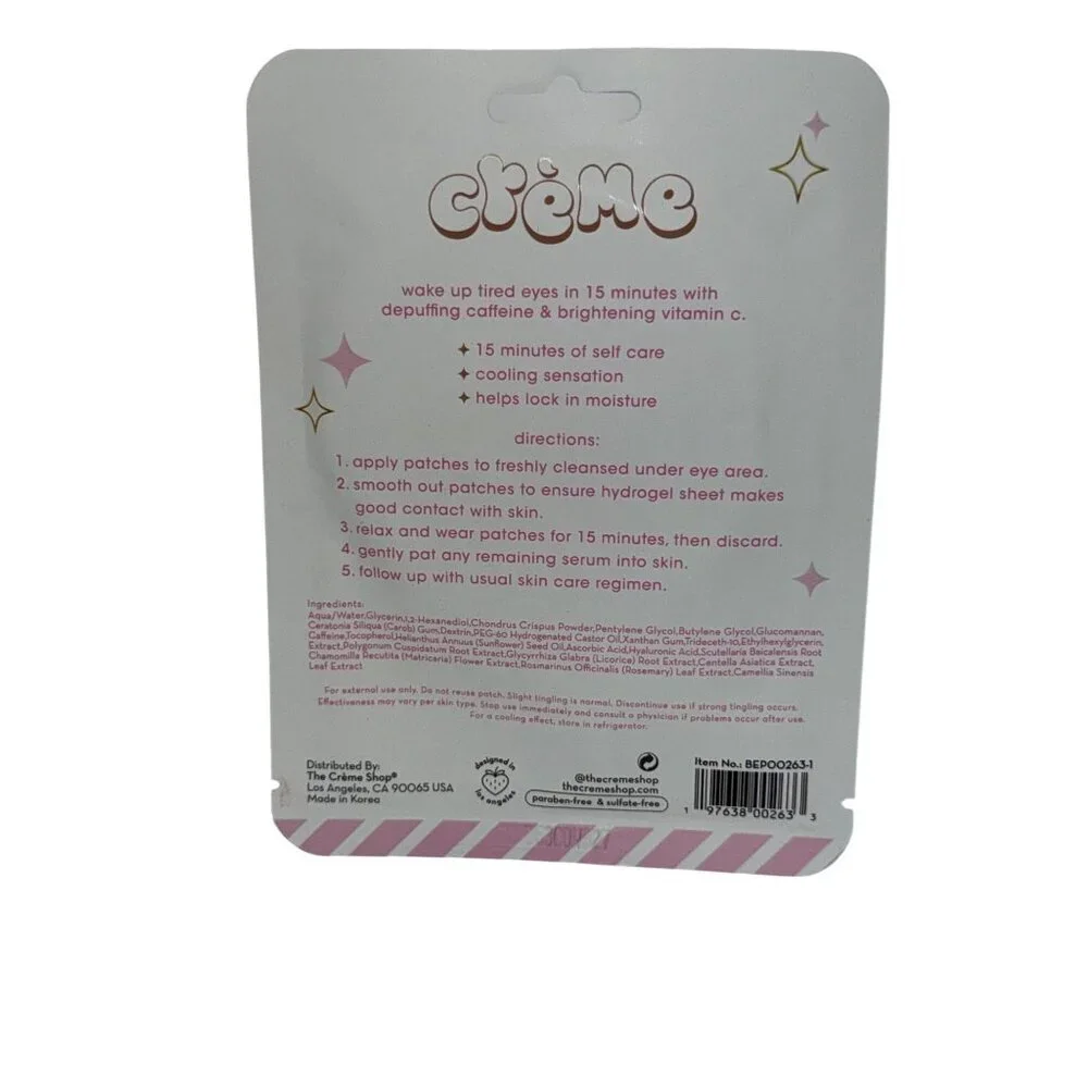 The Crème Shop Boba Bears Beary Bright Depuffing Hydrogel Under Eye Patches